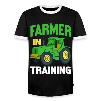 Traktorjunge Junger Bauer Traktorliebhaber - Männer Kontrast-T-Shirt - Schwarz/Weiß - Vorne - AI Model Female 172 light (172cm) & AI Model Male 178 light (178cm)