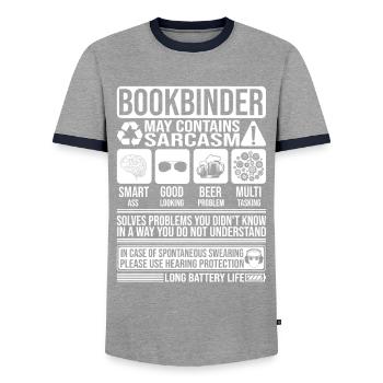 Bookbinder Sarcasm funny Gift Bookbinder - Men's Ringer Shirt - grey/navy  - Front - AI Model Female 172 light (172cm) & AI Model Male 178 light (178cm)
