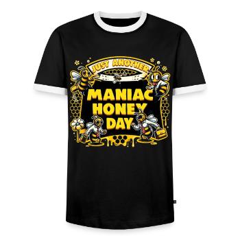 Bee Lovers Beekeepers Naturefriends Beekeepers - Men's Ringer Shirt - black/white - Front - AI Model Female 172 light (172cm) & AI Model Male 178 light (178cm)