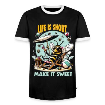 Amoureux des abeilles Apiculteurs Amis de la nature Apiculteurs - T-shirt contrasté Homme - noir/blanc - Devant - AI Model Female 172 light (172cm) & AI Model Male 178 light (178cm)