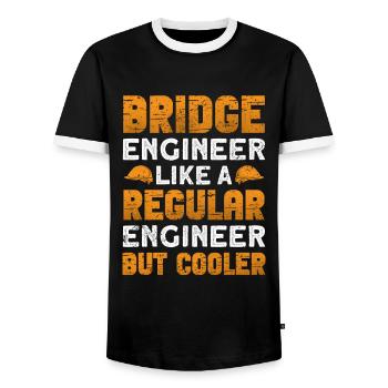 Bridge Construction and Bridge Engineer - Men's Ringer Shirt - black/white - Front - AI Model Female 172 light (172cm) & AI Model Male 178 light (178cm)