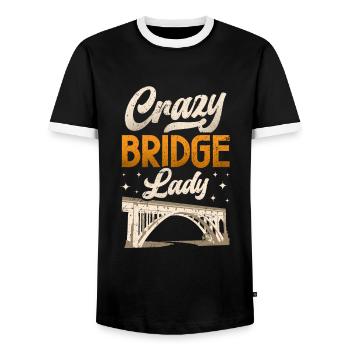 Bridge Construction and Bridge Engineer - Men's Ringer Shirt - black/white - Front - AI Model Female 172 light (172cm) & AI Model Male 178 light (178cm)