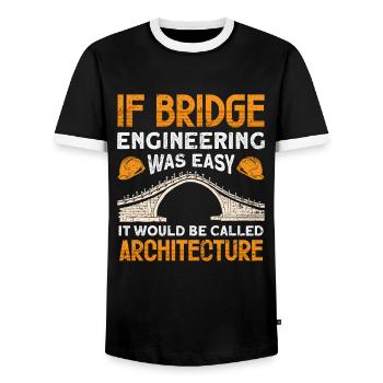 Bridge Construction and Bridge Engineer - Men's Ringer Shirt - black/white - Front - AI Model Female 172 light (172cm) & AI Model Male 178 light (178cm)