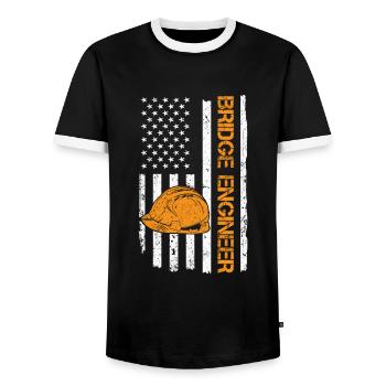 Bridge Construction and Bridge Engineer - Men's Ringer Shirt - black/white - Front - AI Model Female 172 light (172cm) & AI Model Male 178 light (178cm)