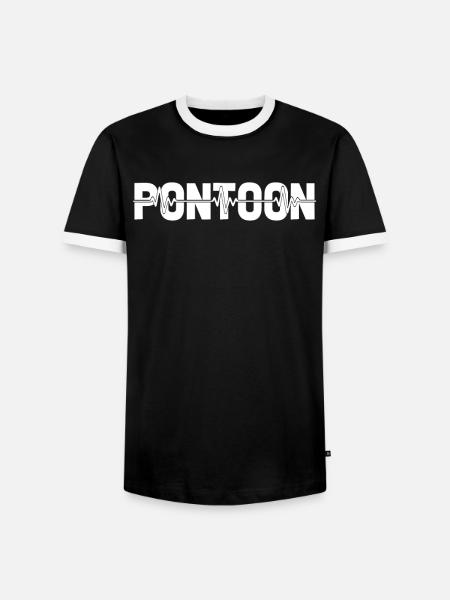 Pontonboot Ekg Heartbeat - Männer Kontrast-T-Shirt - Schwarz/Weiß