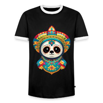 Faultier Ikonischer Zuckerschädel Mexiko - Männer Kontrast-T-Shirt - Schwarz/Weiß - Vorne - AI Model Female 172 light (172cm) & AI Model Male 178 light (178cm)