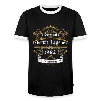 1982 Geburtstag lebende Legende zur perfektion - Männer Kontrast-T-Shirt - Schwarz/Weiß - Vorne - AI Model Female 172 light (172cm) & AI Model Male 178 light (178cm)