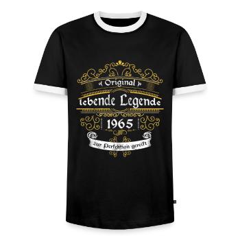 1965 Geburtstag lebende Legende zur perfektion - Männer Kontrast-T-Shirt - Schwarz/Weiß - Vorne - AI Model Female 172 light (172cm) & AI Model Male 178 light (178cm)