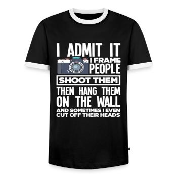 Funny Photographer Photographer - Men's Ringer Shirt - black/white - Front - AI Model Female 172 light (172cm) & AI Model Male 178 light (178cm)