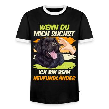 Newfie Liebhaber WENN DU MICH SUCHST BIN BEIM - Männer Kontrast-T-Shirt - Schwarz/Weiß - Vorne - AI Model Female 172 light (172cm) & AI Model Male 178 light (178cm)