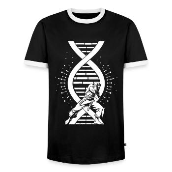 Capoeira Martial Dance Its In My DNA - Men's Ringer Shirt - black/white - Front - AI Model Female 172 light (172cm) & AI Model Male 178 light (178cm)