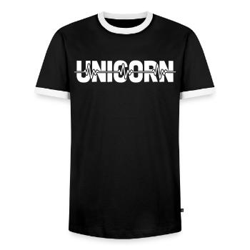Einhorn Unicorn Ekg Heartbeat - Men's Ringer Shirt - black/white - Front - AI Model Female 172 light (172cm) & AI Model Male 178 light (178cm)