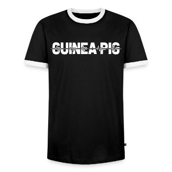 Guinea Pig Guinea Pig Ekg Heartbeat - Men's Ringer Shirt - black/white - Front - AI Model Female 172 light (172cm) & AI Model Male 178 light (178cm)
