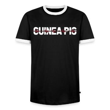 Guinea Pig Guinea Pig Ekg Heartbeat - Men's Ringer Shirt - black/white - Front - AI Model Female 172 light (172cm) & AI Model Male 178 light (178cm)