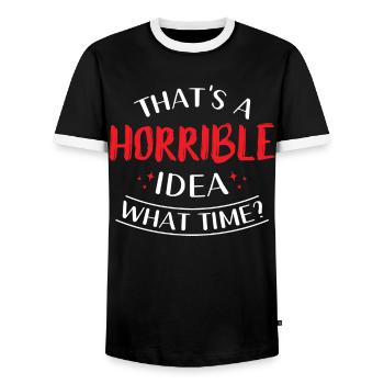 Das Ist Eine Schreckliche Idee Wann - Männer Kontrast-T-Shirt - Schwarz/Weiß - Vorne - AI Model Female 172 light (172cm) & AI Model Male 178 light (178cm)