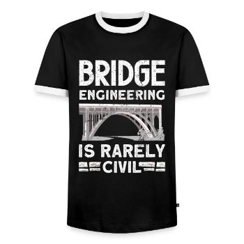 Bridge Construction and Bridge Engineer - Men's Ringer Shirt - black/white - Front - AI Model Female 172 light (172cm) & AI Model Male 178 light (178cm)