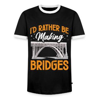 Bridge Construction and Bridge Engineer - Men's Ringer Shirt - black/white - Front - AI Model Female 172 light (172cm) & AI Model Male 178 light (178cm)