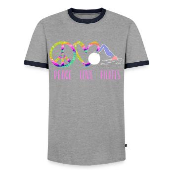 Pilates Instructor Teacher Peace - Männer Kontrast-T-Shirt - Grau/Navy  - Vorne - AI Model Female 172 light (172cm) & AI Model Male 178 light (178cm)