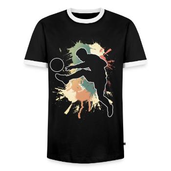 Joueurs de football - T-shirt contrasté Homme - noir/blanc - Devant - AI Model Female 172 light (172cm) & AI Model Male 178 light (178cm)