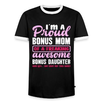 Cadeau de belle-mère belle-fille - T-shirt contrasté Homme - noir/blanc - Devant - AI Model Female 172 light (172cm) & AI Model Male 178 light (178cm)