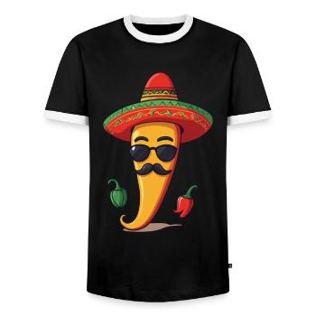 Aesthetic Chili Streetwear Heißer Scoville Stil - Männer Kontrast-T-Shirt - Schwarz/Weiß - Vorne - AI Model Female 172 light (172cm) & AI Model Male 178 light (178cm)