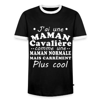 J'ai une maman cavalière - T-shirt contrasté Homme - noir/blanc - Devant - AI Model Female 172 light (172cm) & AI Model Male 178 light (178cm)
