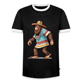 Mexicain Bigfoot Sasquatch Sombrero - T-shirt contrasté Homme - noir/blanc - Devant - AI Model Female 172 light (172cm) & AI Model Male 178 light (178cm)