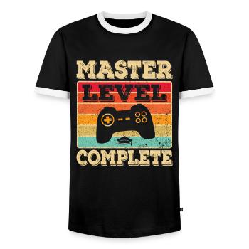 Master's Degree Graduate Business Administration Student Studies - Men's Ringer Shirt - black/white - Front - AI Model Female 172 light (172cm) & AI Model Male 178 light (178cm)