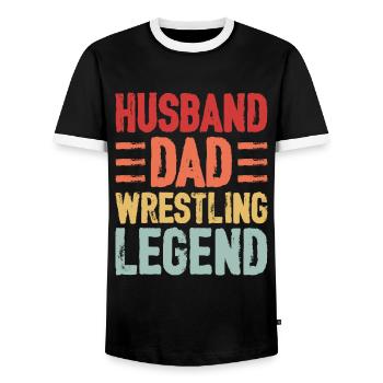 Mari Papa Légende De La Lutte - T-shirt contrasté Homme - noir/blanc - Devant - AI Model Female 172 light (172cm) & AI Model Male 178 light (178cm)
