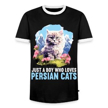 Persian Cat Perserkatze - Männer Kontrast-T-Shirt - Schwarz/Weiß - Vorne - AI Model Female 172 light (172cm) & AI Model Male 178 light (178cm)