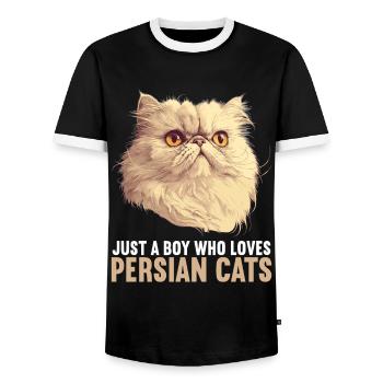Persian Cat Perserkatze - Männer Kontrast-T-Shirt - Schwarz/Weiß - Vorne - AI Model Female 172 light (172cm) & AI Model Male 178 light (178cm)