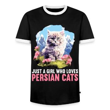 Persian Cat Perserkatze - Männer Kontrast-T-Shirt - Schwarz/Weiß - Vorne - AI Model Female 172 light (172cm) & AI Model Male 178 light (178cm)