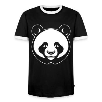 Panda Bear Japanese Giant Panda - Men's Ringer Shirt - black/white - Front - AI Model Female 172 light (172cm) & AI Model Male 178 light (178cm)