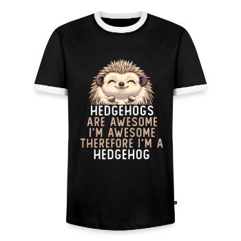 Hedgehogs Are Awesome - Männer Kontrast-T-Shirt - Schwarz/Weiß - Vorne - AI Model Female 172 light (172cm) & AI Model Male 178 light (178cm)