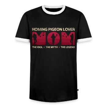 Pigeon voyageur amant maman l’idole l’observation des oiseaux - T-shirt contrasté Homme - noir/blanc - Devant - AI Model Female 172 light (172cm) & AI Model Male 178 light (178cm)