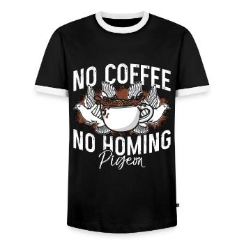 Homing Pigeon No Coffee No Pigeons Coffee Lover - Men's Ringer Shirt - black/white - Front - AI Model Female 172 light (172cm) & AI Model Male 178 light (178cm)