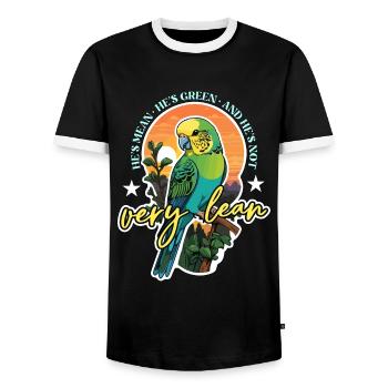Budgie He's Mean He's Colorful Bird Budgie Lover - Men's Ringer Shirt - black/white - Front - AI Model Female 172 light (172cm) & AI Model Male 178 light (178cm)