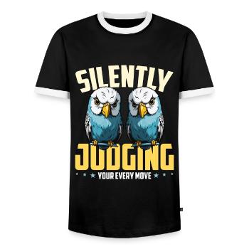 Perruche Jugez silencieusement votre chaque propriétaire de perruche - T-shirt contrasté Homme - noir/blanc - Devant - AI Model Female 172 light (172cm) & AI Model Male 178 light (178cm)
