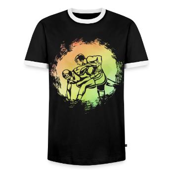 Lutte - T-shirt contrasté Homme - noir/blanc - Devant - AI Model Female 172 light (172cm) & AI Model Male 178 light (178cm)