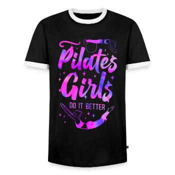 Pilates Instructor Teacher Pilates - Männer Kontrast-T-Shirt - Schwarz/Weiß - Vorne - AI Model Female 172 light (172cm) & AI Model Male 178 light (178cm)