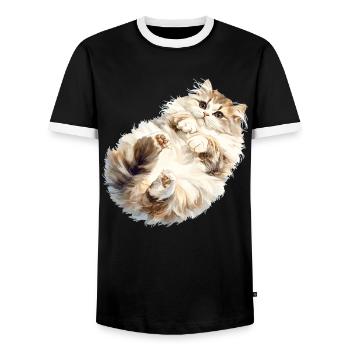 Ragamuffin Chaton Ragamuffin Chat - T-shirt contrasté Homme - noir/blanc - Devant - AI Model Female 172 light (172cm) & AI Model Male 178 light (178cm)