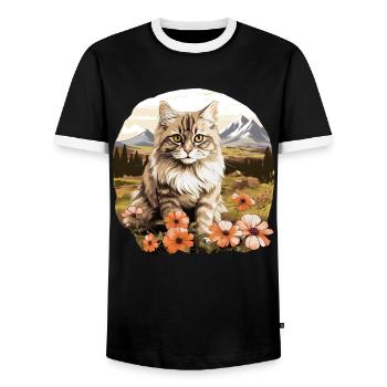 Ragamuffin Chaton Ragamuffin Chat - T-shirt contrasté Homme - noir/blanc - Devant - AI Model Female 172 light (172cm) & AI Model Male 178 light (178cm)