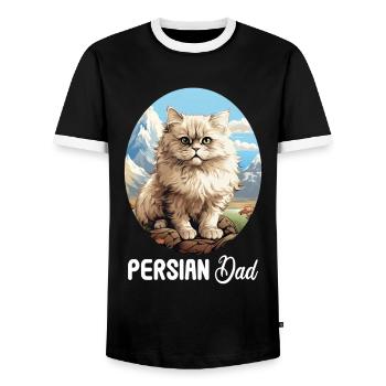 Persian Cat Perserkatze - Männer Kontrast-T-Shirt - Schwarz/Weiß - Vorne - AI Model Female 172 light (172cm) & AI Model Male 178 light (178cm)