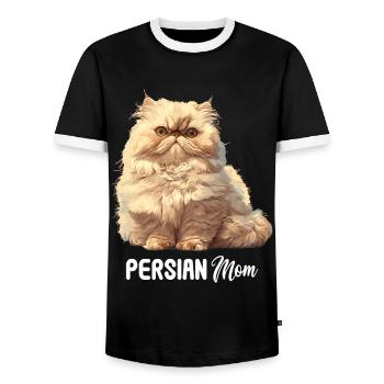 Persian Cat Perserkatze - Männer Kontrast-T-Shirt - Schwarz/Weiß - Vorne - AI Model Female 172 light (172cm) & AI Model Male 178 light (178cm)