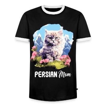 Persian Cat Perserkatze - Men's Ringer Shirt - black/white - Front - AI Model Female 172 light (172cm) & AI Model Male 178 light (178cm)