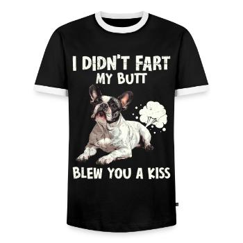 French Bulldog Didn't Fart My Butt Blew - Men's Ringer Shirt - black/white - Front - AI Model Female 172 light (172cm) & AI Model Male 178 light (178cm)