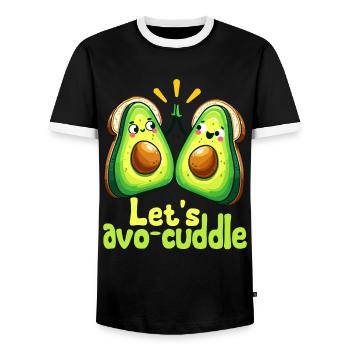 Let's cuddle avo cute motif - Men's Ringer Shirt - black/white - Front - AI Model Female 172 light (172cm) & AI Model Male 178 light (178cm)