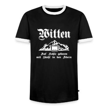 Witten Auf Kohle geboren mit Stahl in den Adern - Männer Kontrast-T-Shirt - Schwarz/Weiß - Vorne - AI Model Female 172 light (172cm) & AI Model Male 178 light (178cm)
