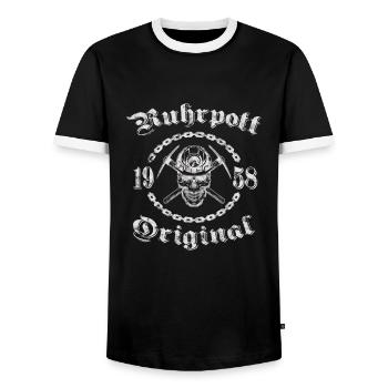 1958 Geburtstag Ruhrpott Original Schädel - Männer Kontrast-T-Shirt - Schwarz/Weiß - Vorne - AI Model Female 172 light (172cm) & AI Model Male 178 light (178cm)