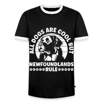 Neufundländer TOUS LES CHIENS SONT COOL, MAIS TERRE-NEUVE - T-shirt contrasté Homme - noir/blanc - Devant - AI Model Female 172 light (172cm) & AI Model Male 178 light (178cm)